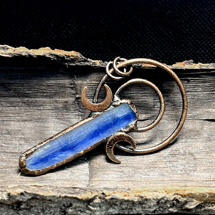 Olivenorma Kyanite Copper Double Moon Ring Pendant Necklace - image 4