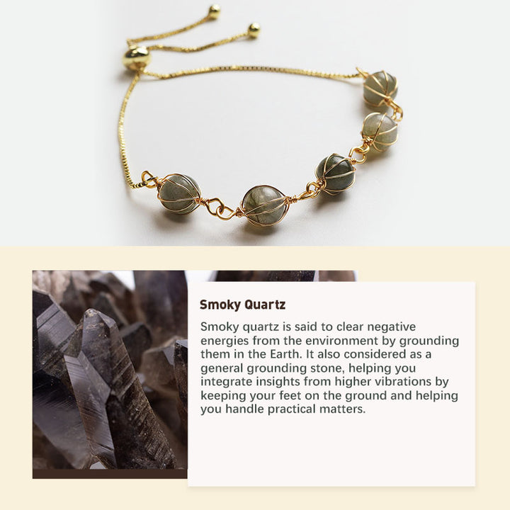 Chakras Natural Crystal Stone Bracelet - Smoky Quartz - image 5