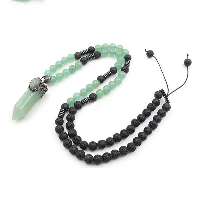 Olivenorma Natural Crystal Hexagon Prism Pendant Mala Necklace - Green Aventurine - image 13