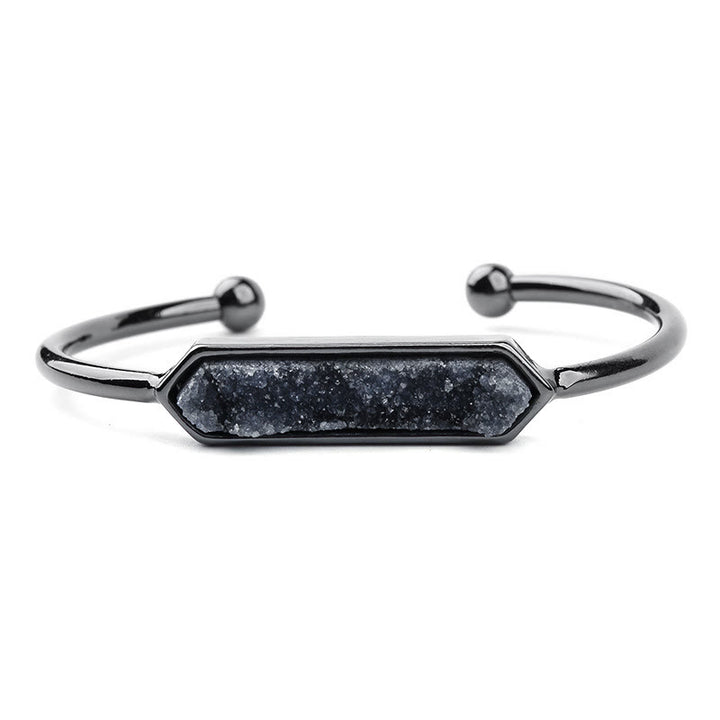 Olivenorma Natural Crystal Cluster Metal Copper Cuff Bracelet - Black Tourmaline - Black - image 43