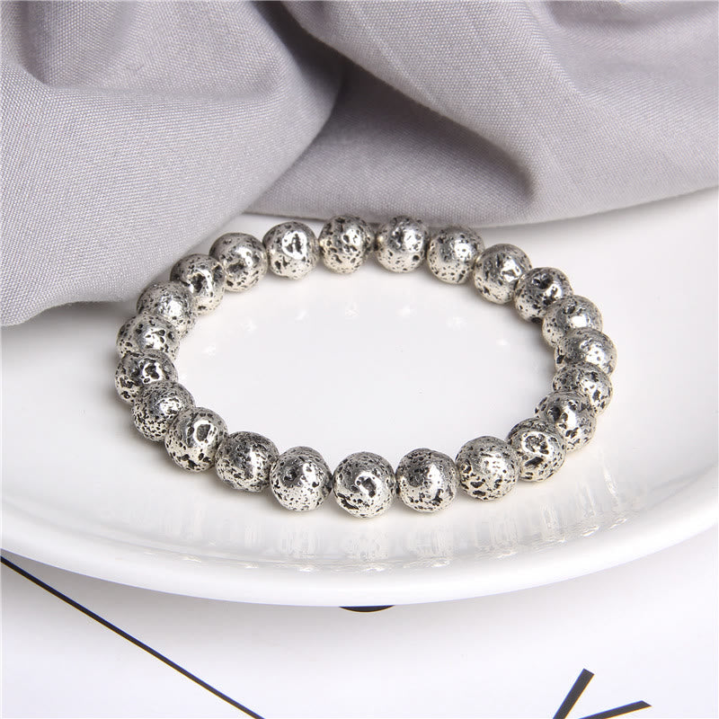Olivenorma Plated Lava Stone 8mm Beaded Men Bracelet - image 7