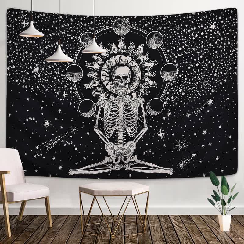 Sun And Star Skull Meditation Wall Hanging Tapestry - image 2