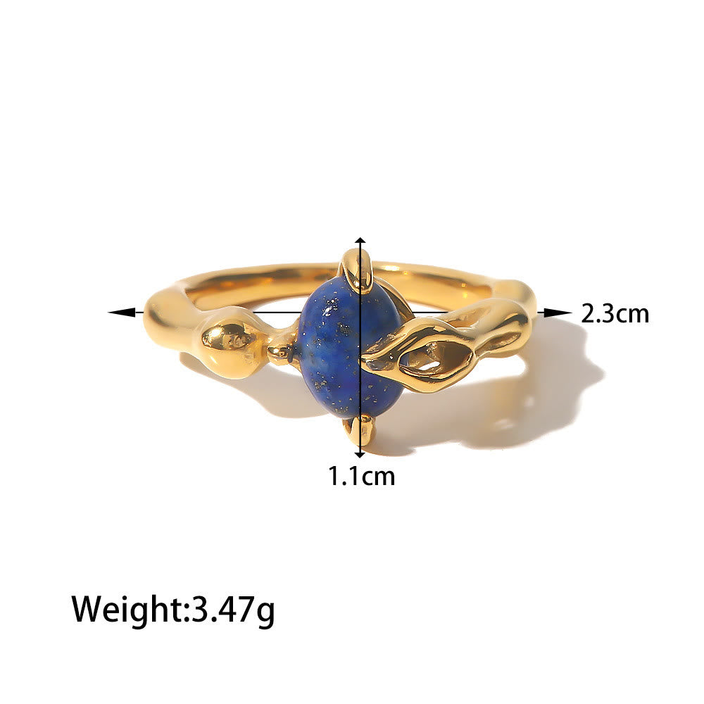 Olivenorma Court Vintage Titanium Steel Lapis Lazuli Ring Set - 8 - Lapis Lazuli#7 - image 7