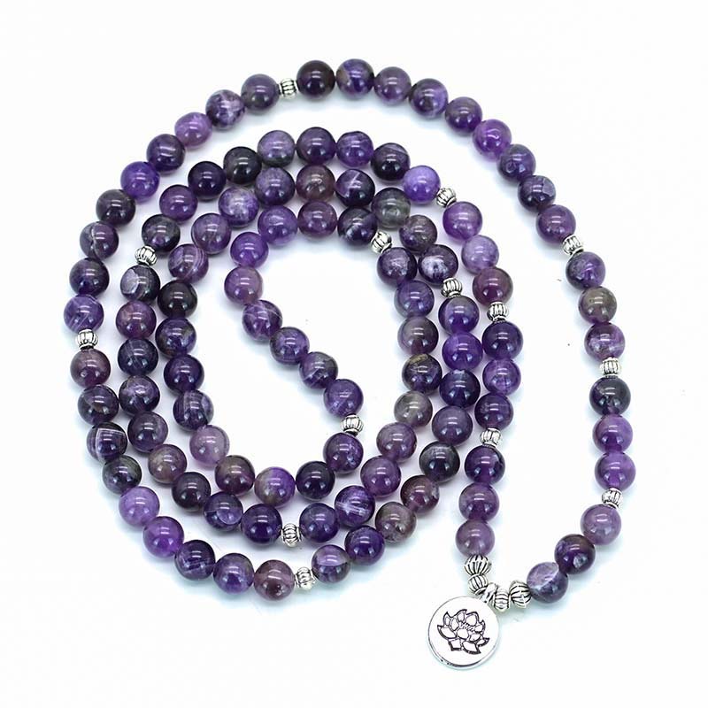 Olivenorma Amethyst Lotus Symbol Mala Necklace Bracelet - image 4