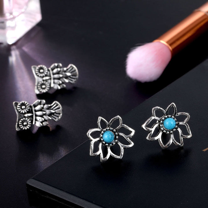Olivenorma Turquoise Bohemian Boho Nimal Stud 4pcs Earrings - image 2