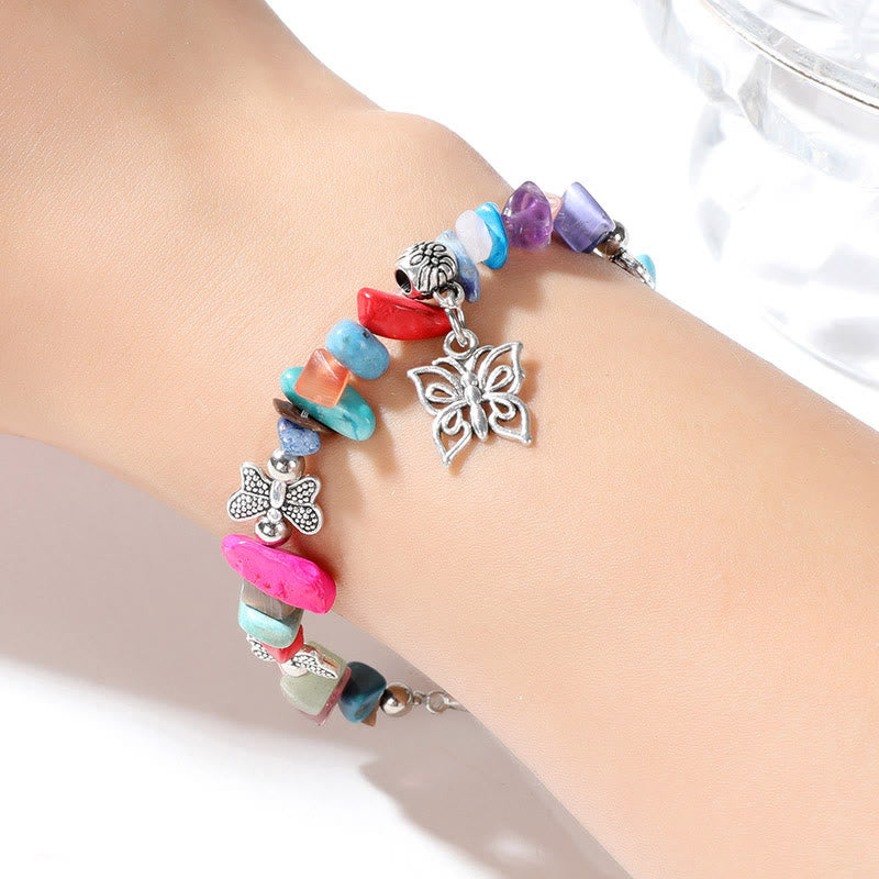 Olivenorma Colorful Crystal Rubble Butterfly Charm Bracelet - image 4