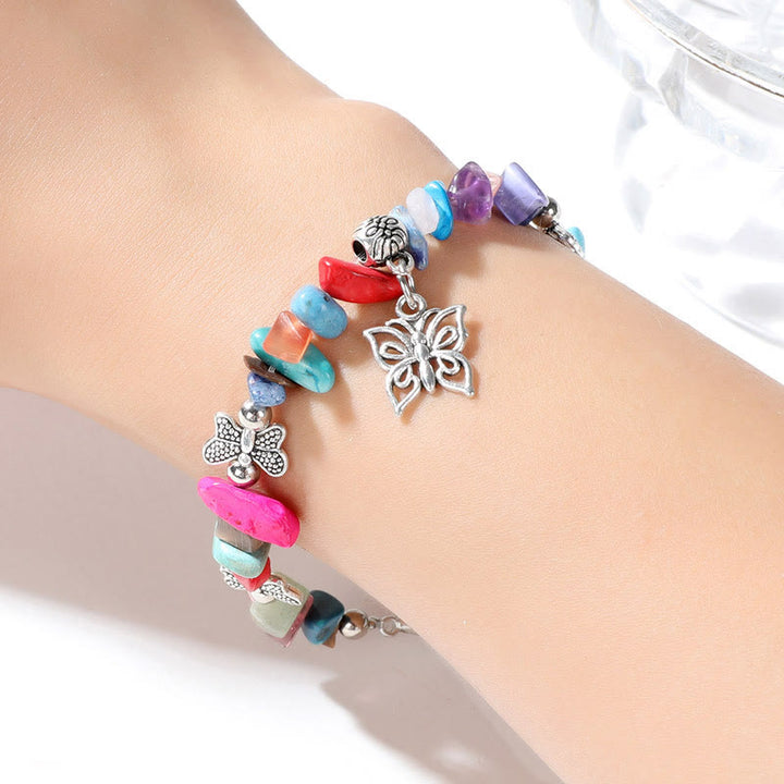 Olivenorma Colorful Crystal Rubble Butterfly Charm Bracelet - image 4