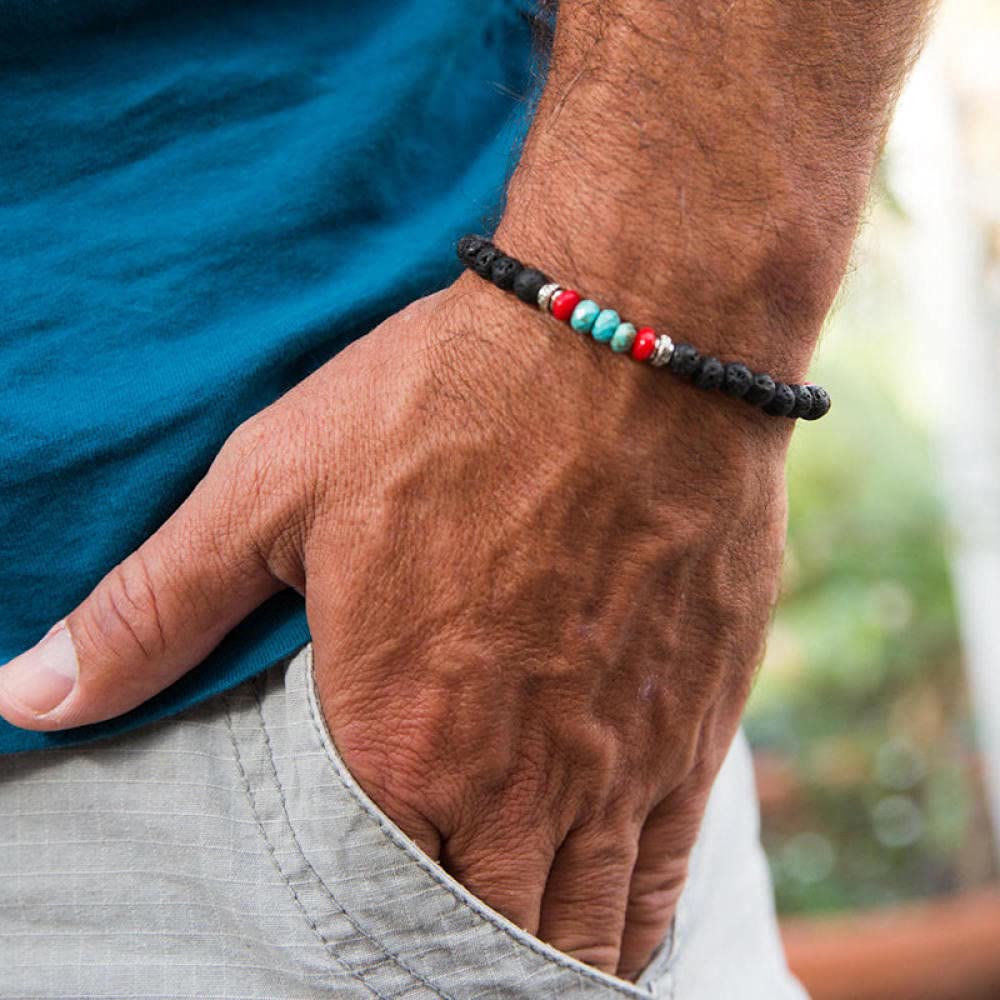 Olivenorma Men's Colorful Stone Beaded Braided Bracelet - image 4