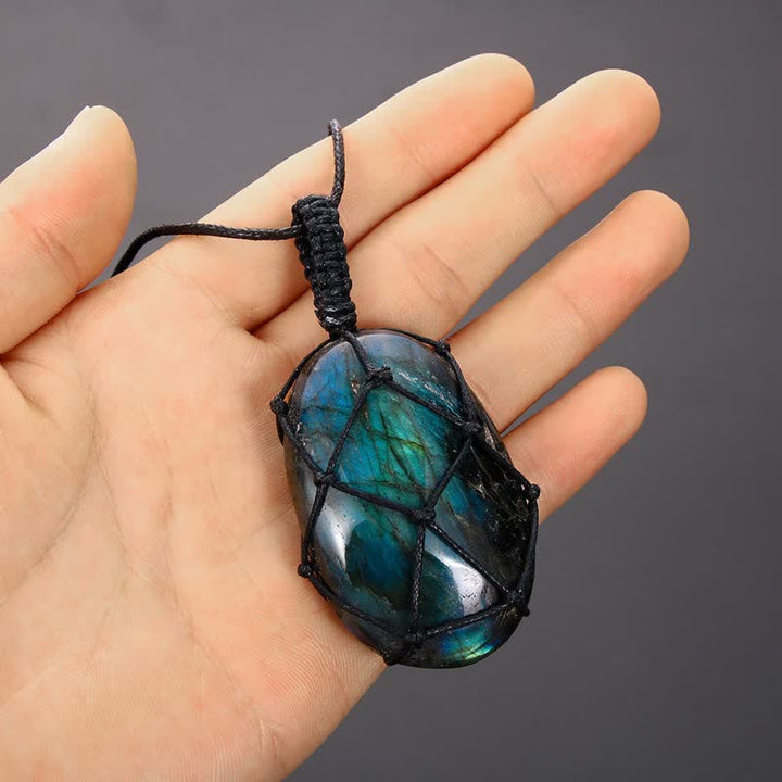 Olivenorma Wrapped Dragons Heart Natural Labradorite Stone Necklace - image 6