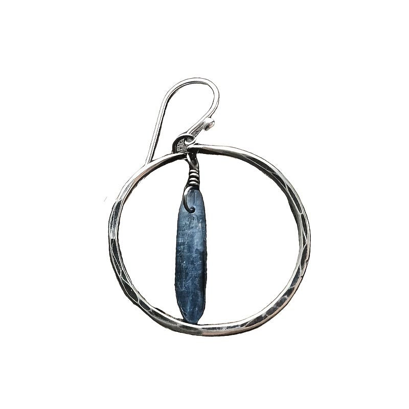 Olivenorma Retro Lapis Lazuli Large Hoop Earrings - image 3