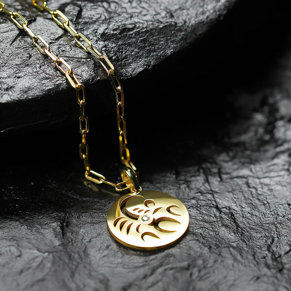 Olivenorma White Zircon Hollow Circle Zodiac Stainless Steel Necklace - image 0