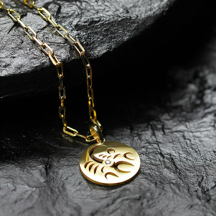 Olivenorma White Zircon Hollow Circle Zodiac Stainless Steel Necklace - image 0