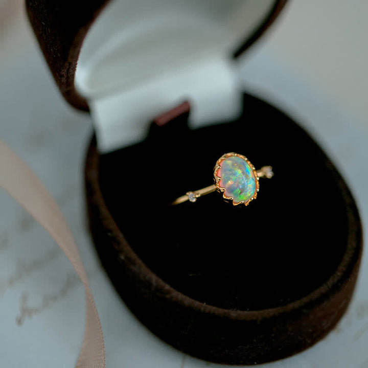 Olivenorma Retro Gold Opal Adjustable Ring - image 4