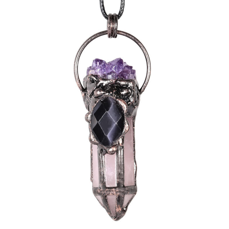Olivenorma Creative Natural Amethyst Rose Quartz Necklace - image 1
