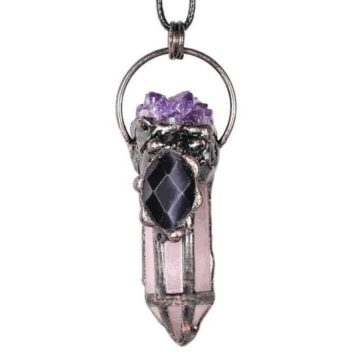 Olivenorma Creative Natural Amethyst Rose Quartz Necklace - image 1