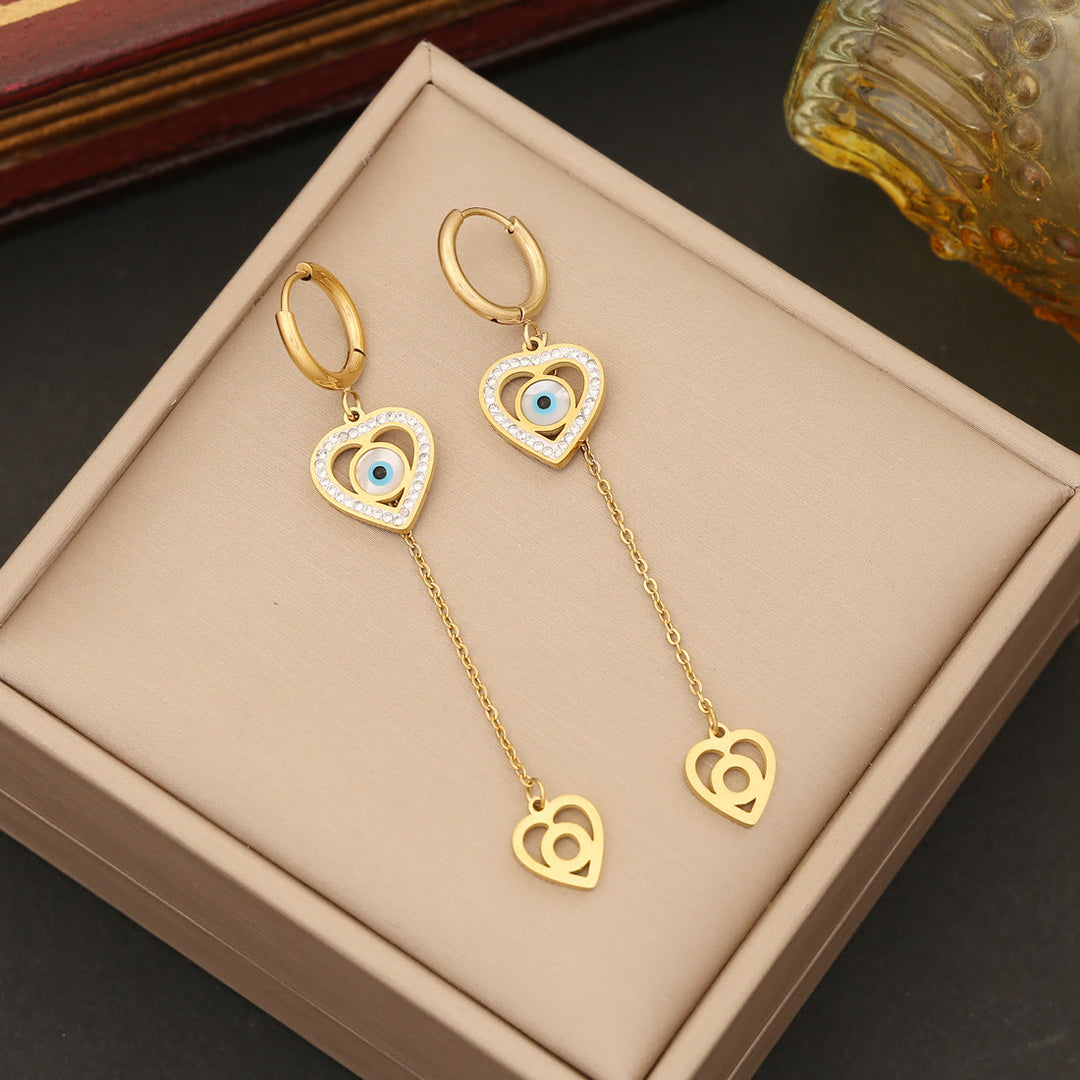 Olivenorma Zirconia Turquoise Evil Eye Bracelet Earrings Necklace - Earrings - image 3