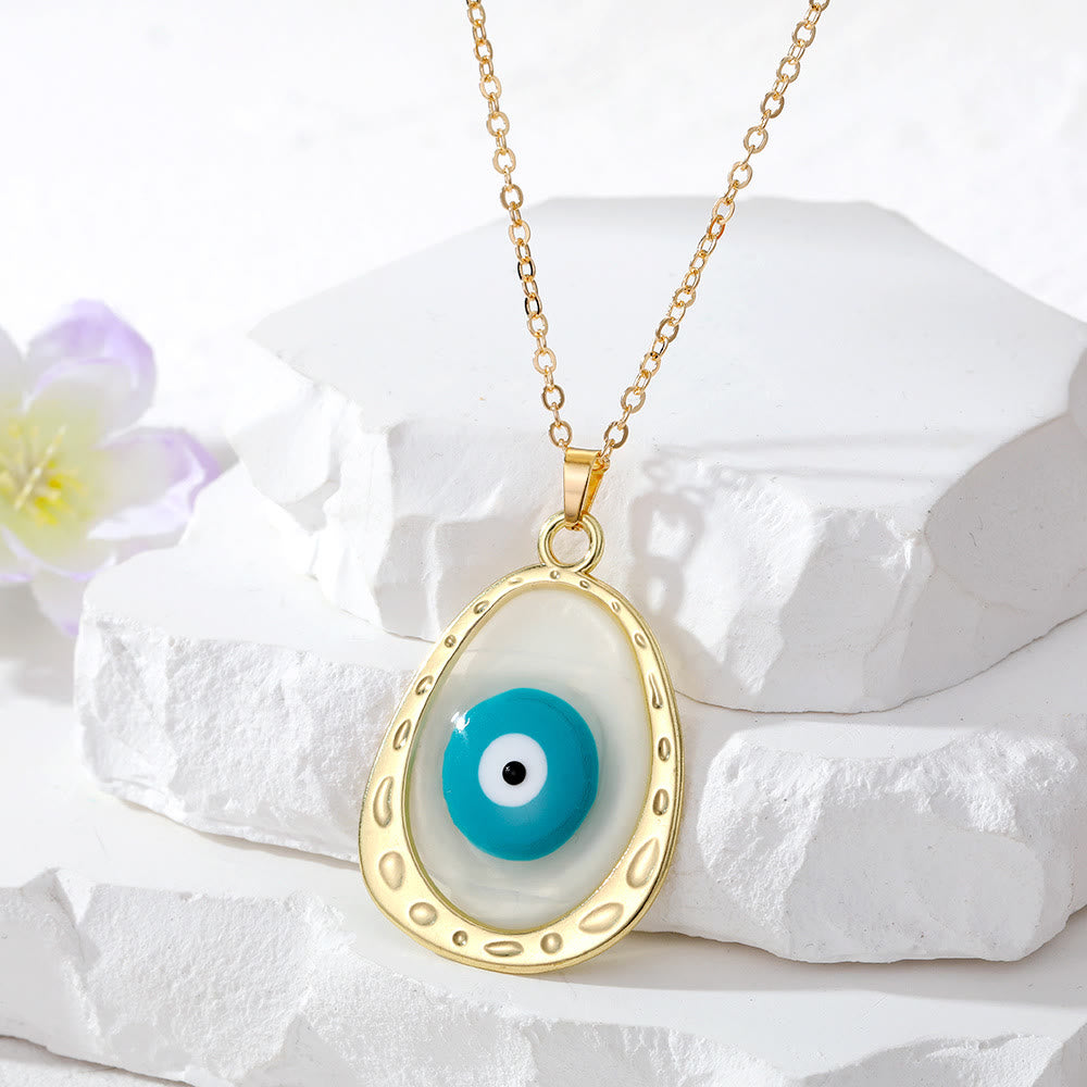 Olivenorma Multicolor Epoxy Evil Eye Necklace - White Evil Eye - image 1