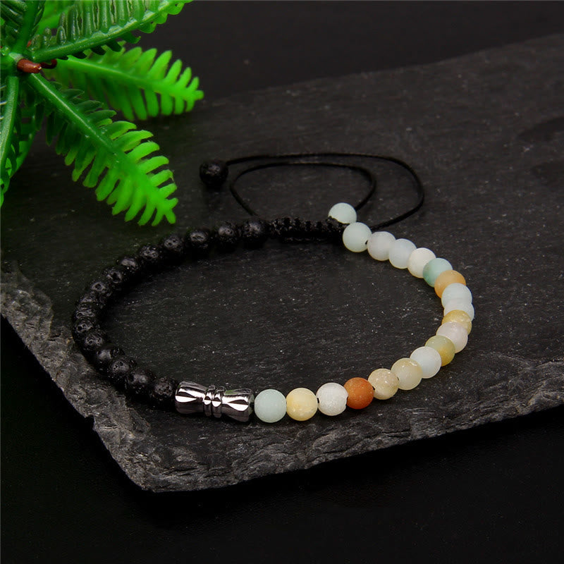 Olivenorma 4mm Black Onyx & Natural Stone Braided Bracelet - Amazonite - image 10