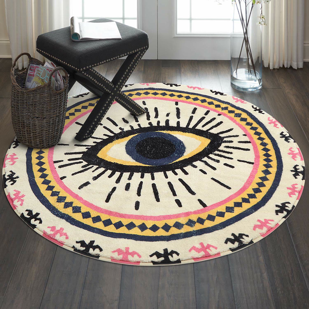 Olivenorma Round Pink Evil Eye Rugs Non-Slip Carpet - image 4