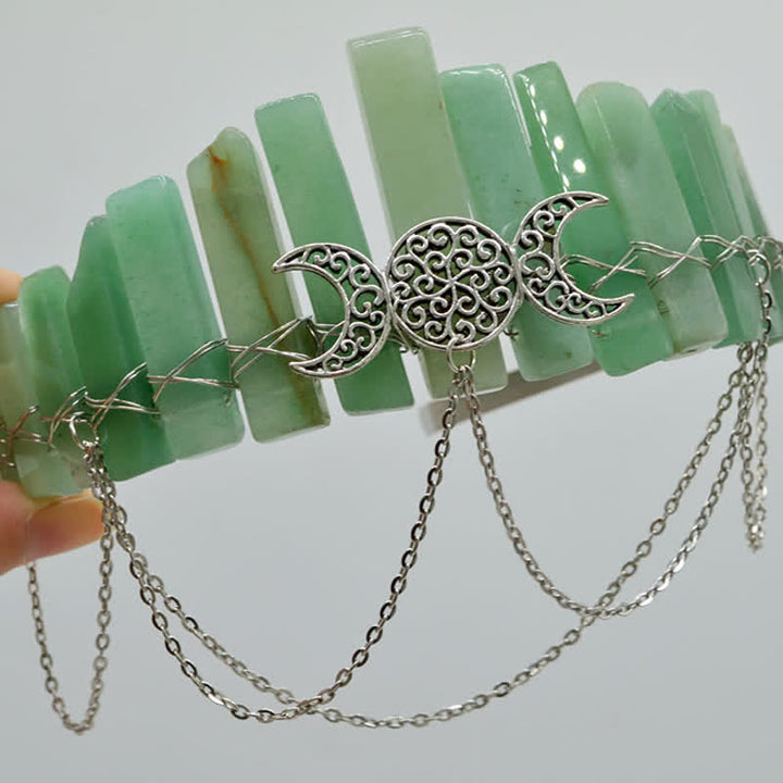 Olivenorma Cresent Moon Goddess Natural Crystal Crown - Green Aventurine - image 12