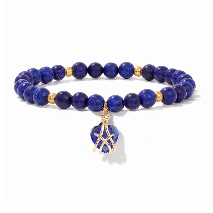 Olivenorma Natural Stone Heart Love Charm Bracelet - Lapis Lazuli - image 11