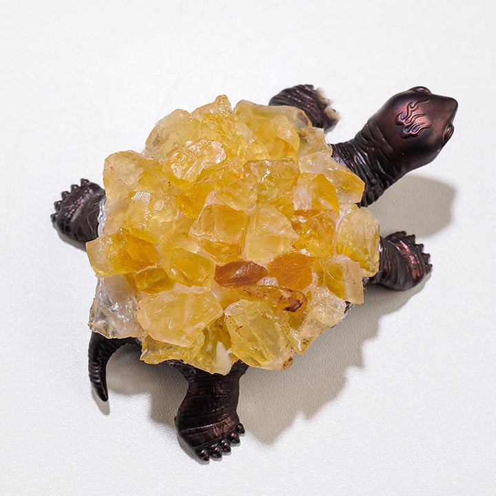 Olivenorma Natural Crystal Cluster Turtle Ornament Lamp Gemstone Decoration - Citrine Cluster# Copper Turtle  Without Lamp - image 22