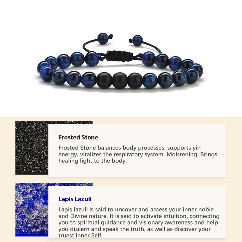 Natural Crystal Stone Healing Bracelet - Lapis Lazuli&Frosted Stone - image 4