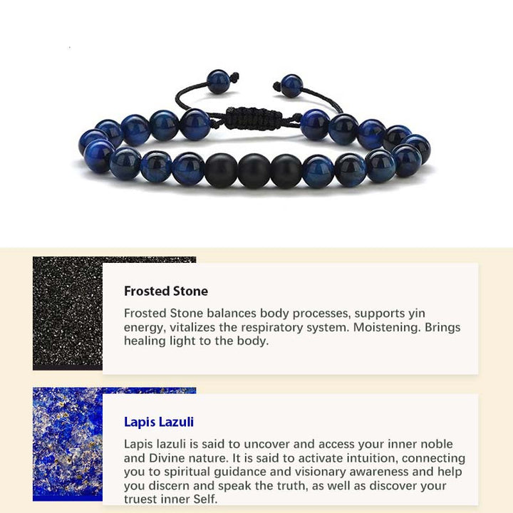 Natural Crystal Stone Healing Bracelet - Lapis Lazuli&Frosted Stone - image 4