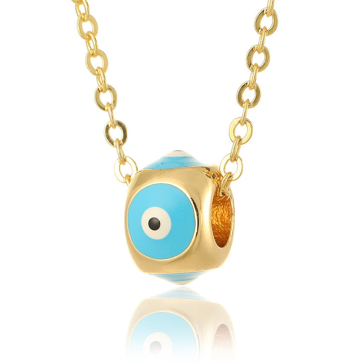 Olivenorma Oil Dripping Round Evil Eye Pendant Necklace - Sky Blue - image 9