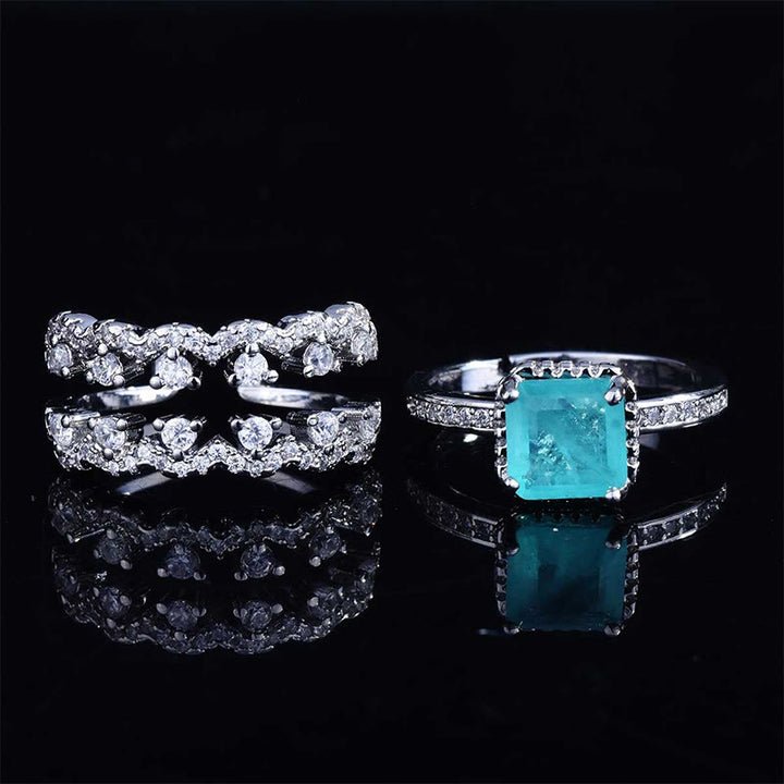 Olivenorma Paraiba Tourmaline 2 PCS Ring Set - image 1