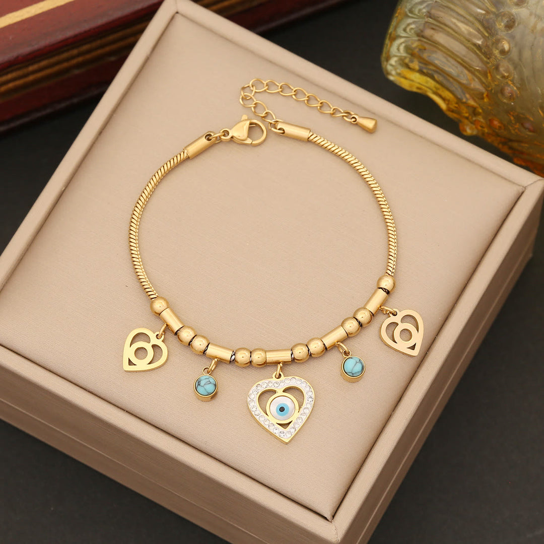 Olivenorma Zirconia Turquoise Evil Eye Bracelet Earrings Necklace - Bracelet - image 1