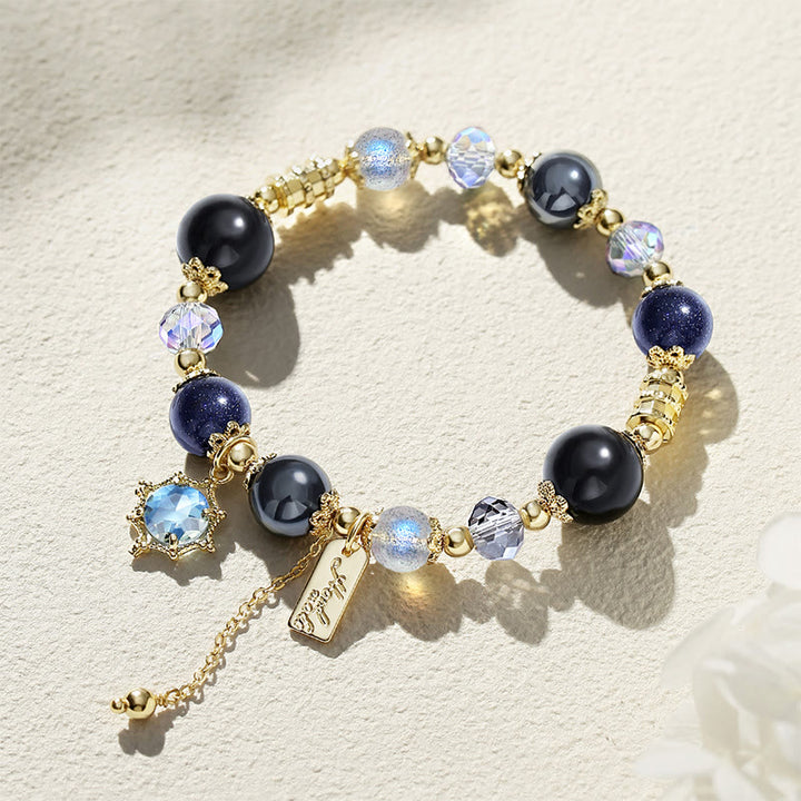 Olivenorma Blue Sandstone Moonstone Obsidian Beaded Bracelet - Blue Sandstone&Moonstone&Obsidian - image 0