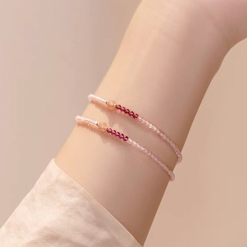 Pink Crystal With Strawberry Quartz Healing Gemstone Bracelet - image 2
