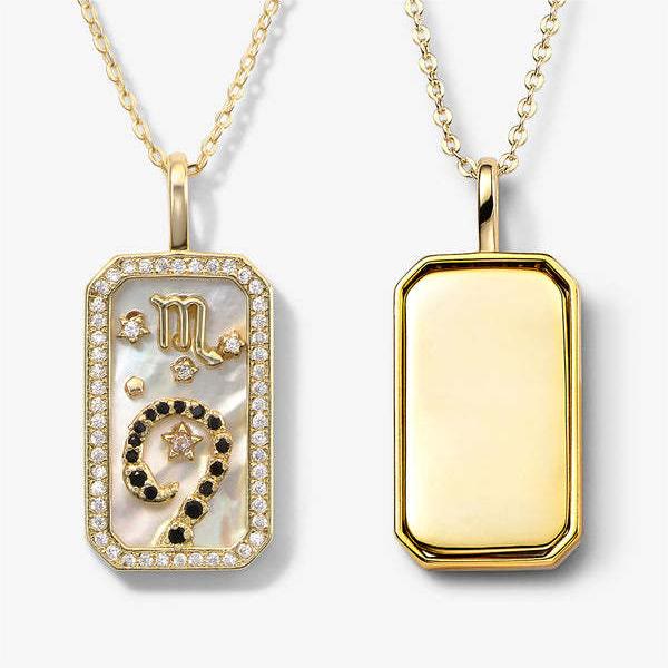 Olivenorma White Zircon 12 Zodiac Engraved Nameplate Necklace - Scorpio - image 9