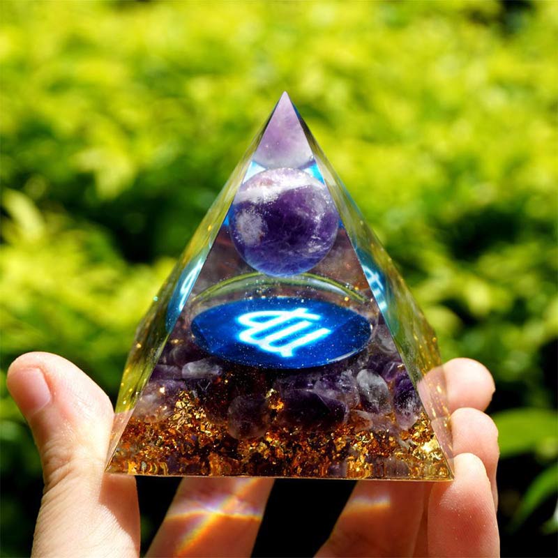 Olivenorma Amethyst Virgo Zodiac Orgone Pyramid - image 2