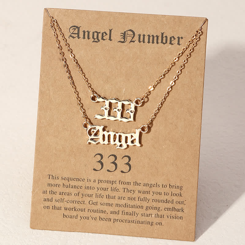 Olivenorma Angle Number & Angel Dainty Double Necklace - 333 - image 2