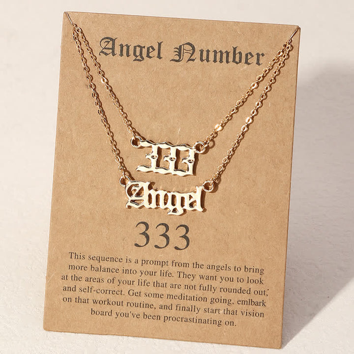 Olivenorma Angle Number & Angel Dainty Double Necklace - 333 - image 2