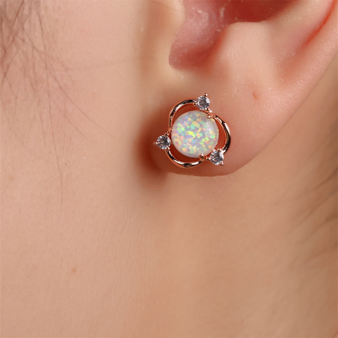 Olivenorma Opal Small Round White Zircon Stud Earrings - image 10
