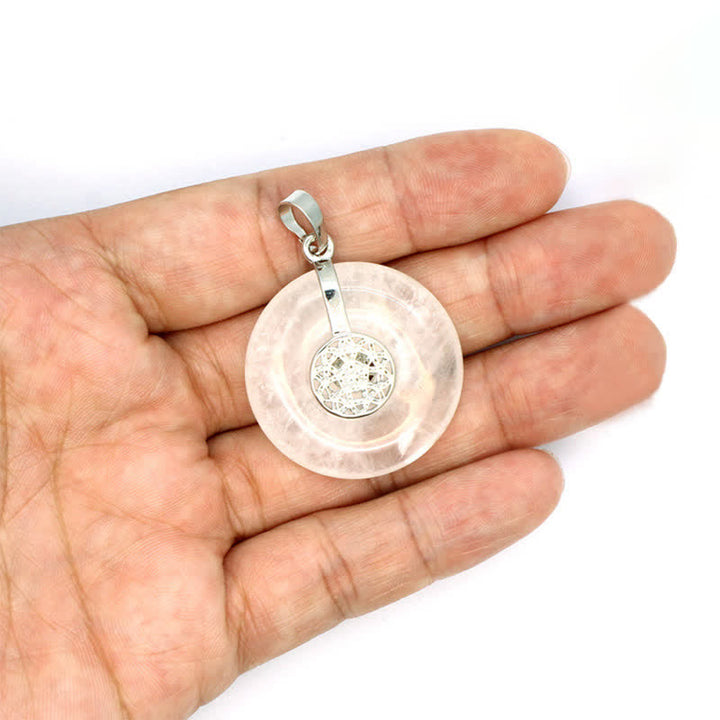 Olivenorma Natural Crystal Peace Buckle Tree Of Life Necklace - Clear Crystal - Flower Of Life - image 59