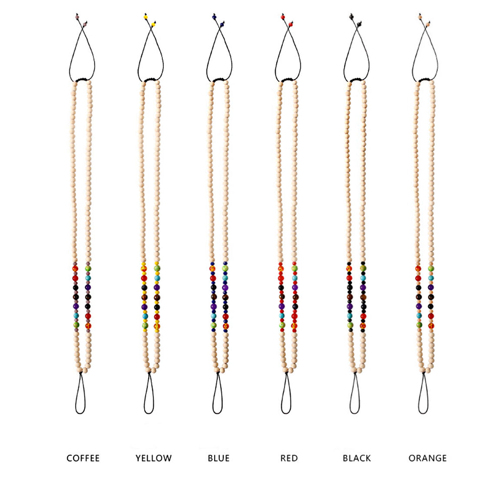 Olivenorma Natural Crystal Wooden Beads Phone Strap - Orange - image 1