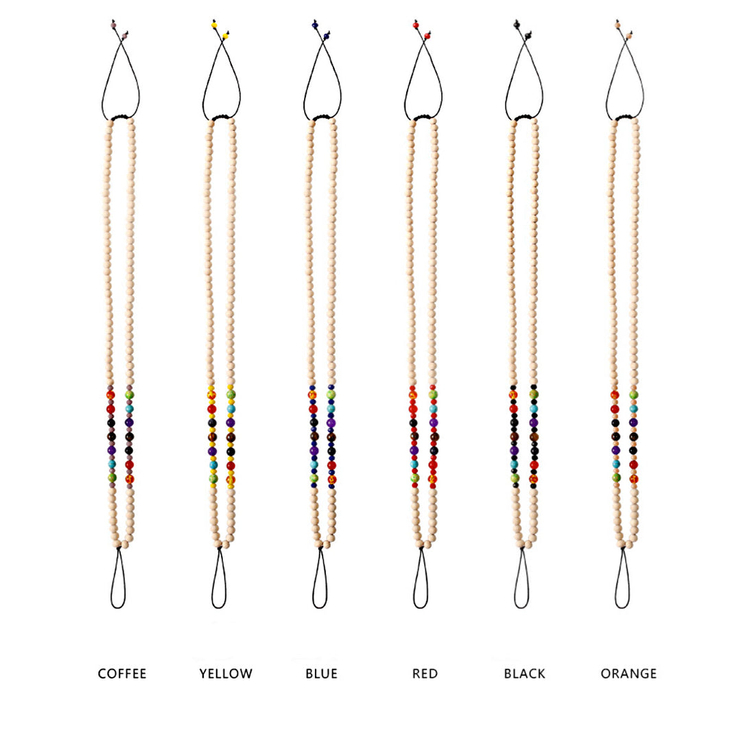 Olivenorma Natural Crystal Wooden Beads Phone Strap - Orange - image 1