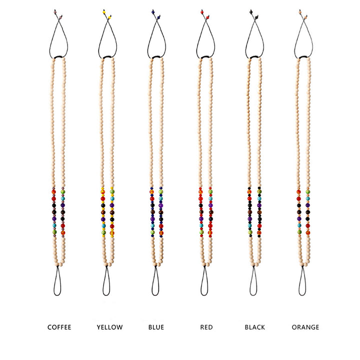 Olivenorma Natural Crystal Wooden Beads Phone Strap - Orange - image 1