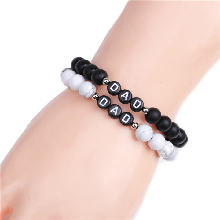 Olivenorma White Turquoise Mens Alphabet Dad Bracelet - image 1