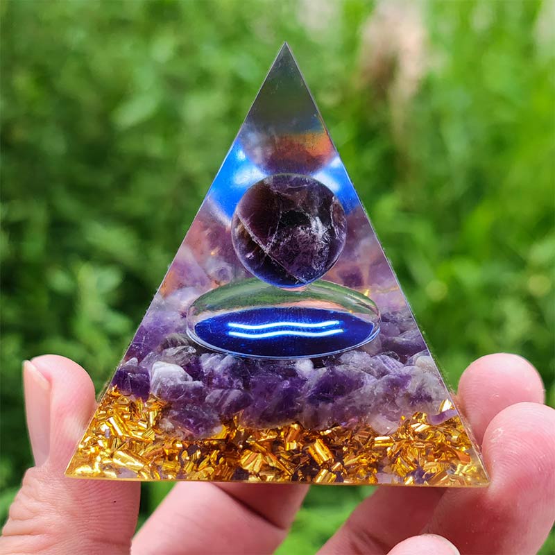 Olivenorma Amethyst Aquarius Zodiac Orgone Pyramid - image 1