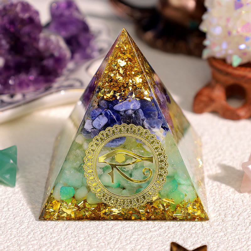 Olivenorma Blue Green Aventurine Peridot Eye Of Horus Orgone Pyramid - image 1