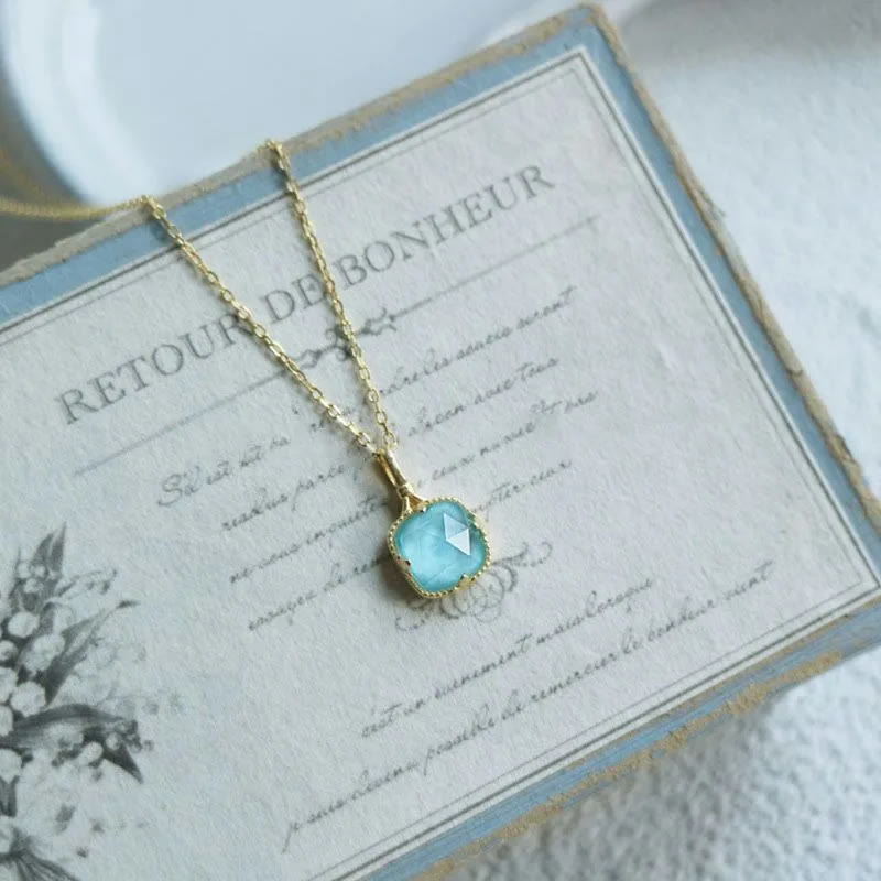 Olivenorma Square Faceted Aquamarine Necklace - image 4