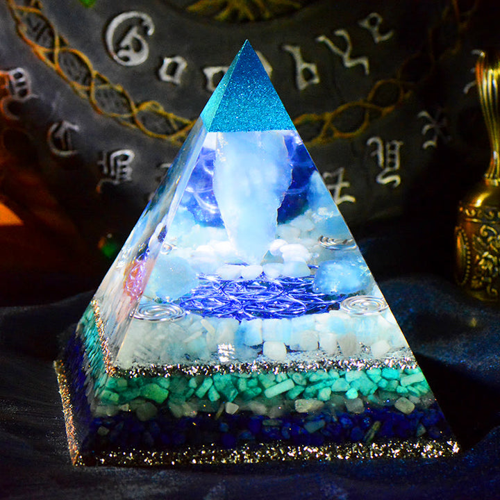 Olivenorma Clean Spirit-Aquamarine Crystal Tower Orgone Pyramid - Orgone Pyramid - image 0