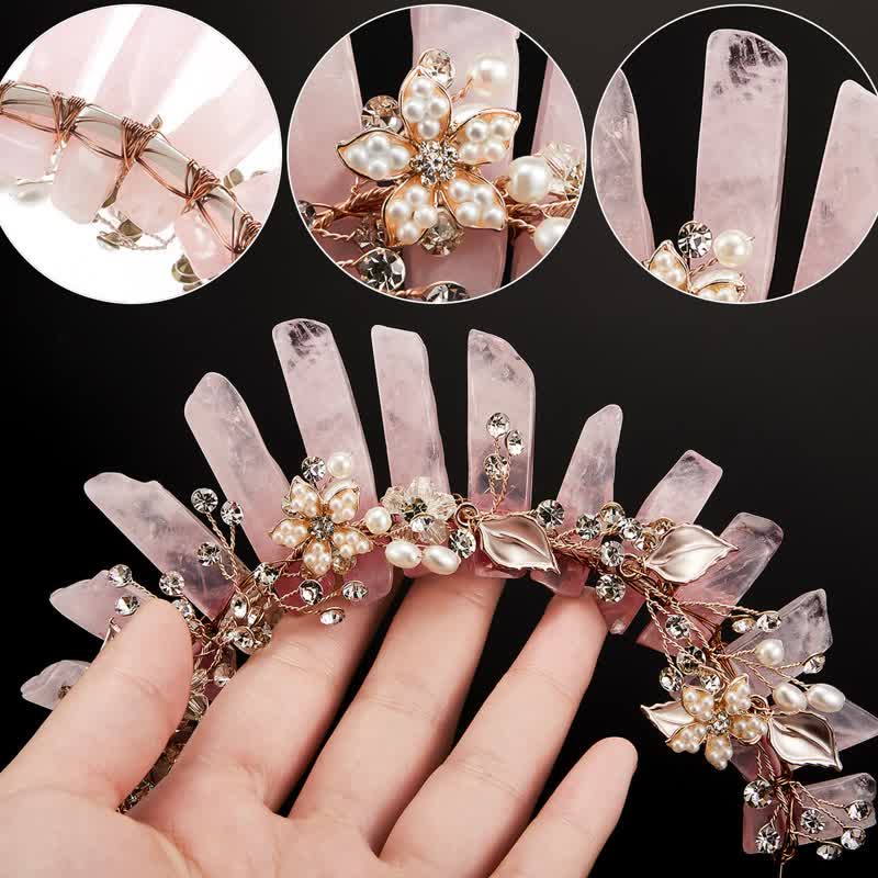 Olivenorma Luxury Natural Crystal With Pearl Crystal Crown - image 9
