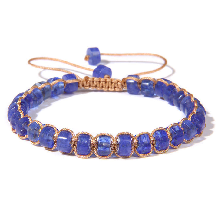 Olivenorma Natural Stone Wheel Bead Woven Bracelet - Sapphire - image 11