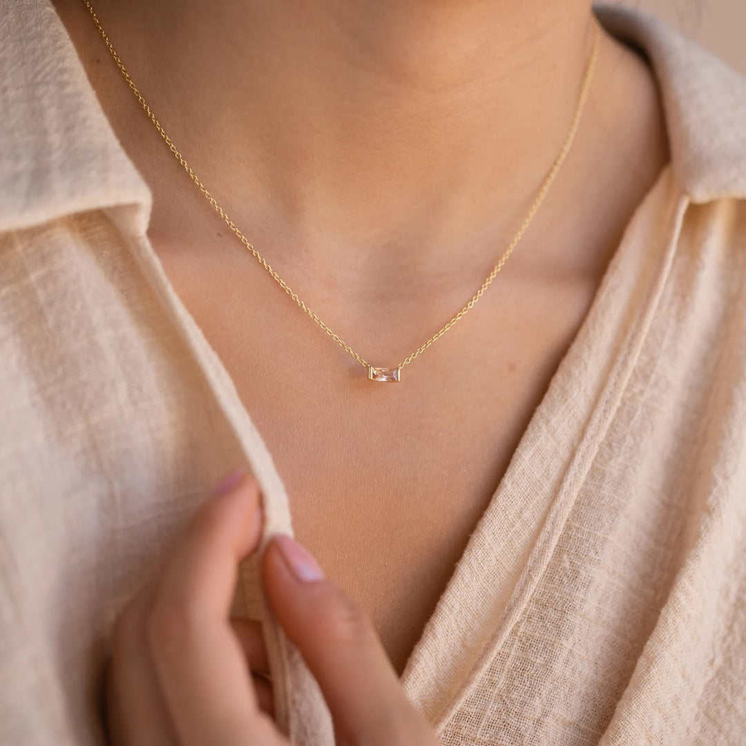 Olivenorma Simple Rectangular Birthstone Pendant Stainless Steel  Gift Card Necklace - image 16